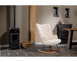 Schommelstoel – Wit imitatiebont – Hout en staal