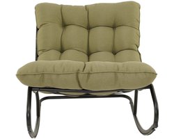 Schommelstoel Zenzi Olive - Moderne schommelstoel met zitkussen - Olijfgroen - 71.00x115.50x73.50cm