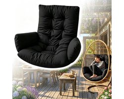 Schommelstoelkussen - Hangstoelkussen - Rugleuningkussen - Waterdichte tuinmat - Kan worden bevestigd aan eivormige schommelstoelen, hangstoelen en tuinschommelstoelen.