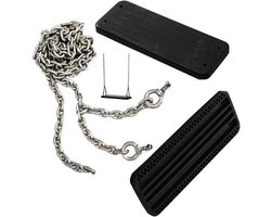 Schommelzitje met Ketting - Schommelstoel Rubber - Buiten Spelen - Roestvrijstalen Ketting - 44.5 x 17.5 cm - Zwart