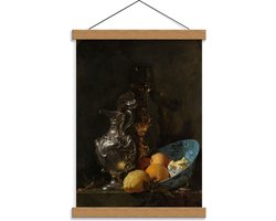 Schoolplaat – Oude meesters - Stilleven: zilveren kan & porseleinen kom, Willem Kalf - 30x40cm Foto op Textielposter (Wanddecoratie op Schoolplaat)