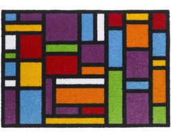 Schoonloopmat Art - 50x70cm - Kleurrijk - Deurmat - Multi - Wasbaar - Design deurmat