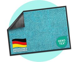 Schoonloopmat met Antislip Rug, Wasbare Vloermat in Diverse Maten en Kleuren, Voor Binnen en Buiten, 40 x 60 cm, Turquoise