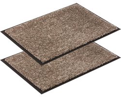 Schoonloopmat Set - Entree Vloerkleed - Vuil Vangen - Antislip Onderzijde - 80x120 cm - Taupe