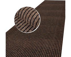 Schoonloopmat Tapijtloper - Vuilvangmat Op Maat - Vloeren Beschermen - Antislip Rubberen Achterkant - 200 x 80 cm - Bruin