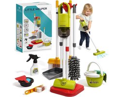 Schoonmaakset Kinderen - Speelgoed Stofzuiger - Gesimuleerde Zuigfunctie - Complete Set met Bezem, Dweil en Plumeau - Eenvoudige Montage - Educatief Rollenspel - Voor Kinderen vanaf 3 Jaar, Thuis en Samen Spelen