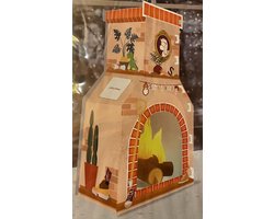 Schoorsteen met haardvuur | pakjeshaard van karton Sinterklaas | ca 100cm hoog