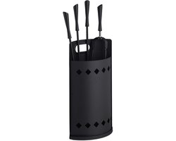Schoorsteenbestekset 5-delig – Moderne Haardset met Emmer – Haardgereedschap voor Open Haard en Houtkachel – Haardaccessoires