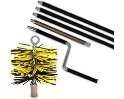 Schoorsteenborstel met slinger - Veegset Haard - Schoorsteen Reinigen - Professionele Kwaliteit - 420cm Lengte 125mm - Geel