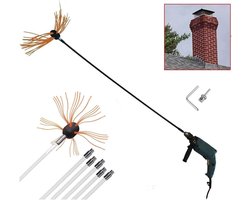 Schoorsteenborstel Set - Kachelpijp Reiniger - Schoorsteen Onderhoud - Flexibele Stangen - 8 Meter Bereik