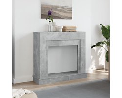 Schoorsteenmantel – Schouw – Open Haard Ombouw – Haardombouw – Mantel – Beton Grijs – Hout – 100x30x87,5 cm – Muurbevestiging – Decoratieve Opbergruimte