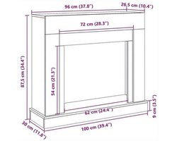 Schoorsteenmantel – Schouw – Open Haard Ombouw – Haardombouw – Mantel – Beton Grijs – Hout – 100x30x87,5 cm – Muurbevestiging – Decoratieve Opbergruimte