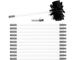 Schoorsteenreinigingsborstelset 150 mm met 12 Flexibele Staven - Schoonmaakset voor Kachelpijp en Open Haard