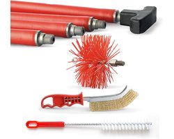 Schoorsteenreinigingsset - Rookkanaalborstel - Onderhoud Haard - Flexibele Staven - 10 Meter Set - Zwart