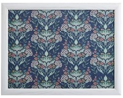 Schoot Dienblad - Laptray Zitzak - Eten op Bank - Bloemenprint - 44 x 34 x 6 cm - Blauw Groen