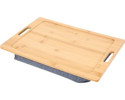 Schoottafel Laptop – Laptoptafel voor Bank/Bed – Bamboe Dienblad met Kussen – Ontbijt Bed Tafel – Laptopkussen – Met Handgrepen