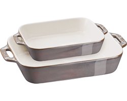 Schotel Rechth Set 2-  20x27 + 20x16 Grijs Ceramic By Staub 40511-922