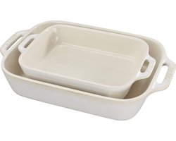 Schotel Rechth Set 2-  20x27 + 20x16 Ivoor Ceramic By Staub 40511-921