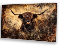 Schotse hooglander in herfstkleuren - Canvaskunst - Dieren - Wanddecoratie woonkamer - Slaapkamer accessoires - Kantoor decoratie - Woondecoratie - Canvas schilderij 120x80 cm