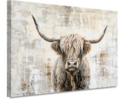 Schotse hooglander schilderijen - Dieren - Koe - Woonkamer decoratie industrieel - Canvas slaapkamer - Woonaccessoires - Canvas 150x100 cm