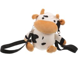 Schoudertas met cartoon motief van een koe, pluche dieren tas voor kinderen, 24.00X15.00X11.00CM, schoudertas voor dagelijks gebruik, schattige kinderaccessoires