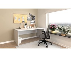 Schreibtisch Nuvi, 160 cm x 80 cm x 75 cm, grau Dekor, inkl. Kabelkanal