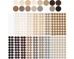 schroefgat stickers 16 houten kleuren – 1000+ zelfklevende afdekkapjes – waterdicht & perfect voor kast, tafel & ikea meubels