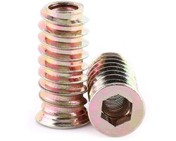 Schroevenset met platte kop en zeshoekige moeren van koolstofstaal - Set van 20 stuks M6/M8/M10 schroeven voor houten meubels