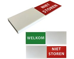 Schuifbordje Welkom / Niet storen – 50x170 mm – Modern & stijlvol design – 3D-geprint van bioplastic – Duurzaam deur- en kantoorbord – Wit