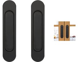 Schuifdeur komgreep - Schuifdeurgreep mm - Meubelhandvat - Meubel Handvat - Deurbeslag - Meubelknop - Zelfklevend - Handvaten Kast - Handgreep Kast - voor schuifdeur of ander meubilair - metaal - zwart - 148x35x5 - 2 stuks