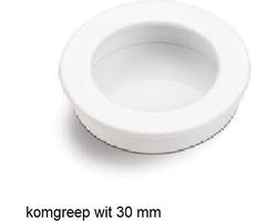 Schuifdeur komgreep WIT rond Ø 30 mm, schuifdeurgreep, schuifdeurkom, ladegreep, deurgreep wit, H040