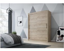 Schuifdeuren Kledingkast - Garderobe Kast - Slaapkamer Opslag - Met Legplanken Stang - 120 x 200 cm - Sonoma