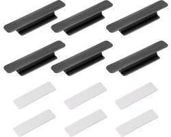 Schuifdeurgreep - 6 Stuks - Kastgrepen - Meubelgrepen - Deurgrepen - Keukengreep - Meubelbeslag - Zelfklevende - Handgreep Voor Lade - Voor Deuren, ramen, laden, kasten - Zwart - 11*2.3*1.8 cm - Kunststof