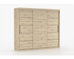 Schuifdeurkast ELBA II – 3-deurs kledingkast, legplanken en kledingroede – modern design – 250x218x61 cm - ELBA II (Artisan)