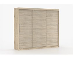 Schuifdeurkast ELBA II – 3-deurs kledingkast, legplanken en kledingroede – modern design – 250x218x61 cm - ELBA II (Artisan + Sonoma)