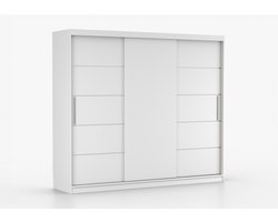 Schuifdeurkast ELBA II – 3-deurs kledingkast, legplanken en kledingroede – modern design – 250x218x61 cm - ELBA II (Wit)