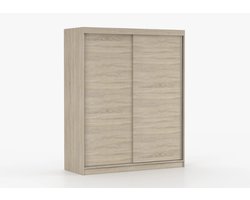 Schuifdeurkast EVA 04 – 2-deurs kledingkast met legplanken en kledingroede – modern design – 160x195x61 cm - EVA 04 (Sonoma)