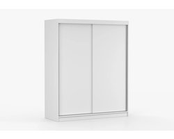 Schuifdeurkast EVA 04 – 2-deurs kledingkast met legplanken en kledingroede – modern design – 160x195x61 cm - EVA 04 (Wit)