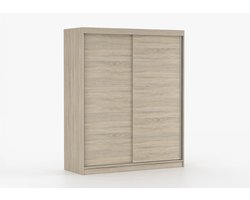 Schuifdeurkast EVA 06 – 2-deurs kledingkast, legplanken en kledingroede – modern design – 160x195x61 cm - EVA 06 (Sonoma)