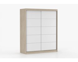 Schuifdeurkast EVA 06 – 2-deurs kledingkast, legplanken en kledingroede – modern design – 160x195x61 cm - EVA 06 (Sonoma + Wit)