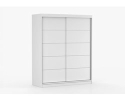 Schuifdeurkast EVA 06 – 2-deurs kledingkast, legplanken en kledingroede – modern design – 160x195x61 cm - EVA 06 (Wit)