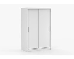 Schuifdeurkast NOAH 04 – 2-deurs kledingkast, legplanken en kledingroede – modern design – 120x200x61 cm - NOAH 04 (Wit)