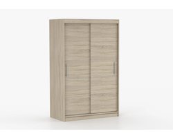 Schuifdeurkast NOAH 06 – 2-deurs kledingkast, legplanken en kledingroede – modern design – 120x200x61 cm - NOAH 06 (Sonoma)