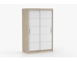 Schuifdeurkast NOAH 06 – 2-deurs kledingkast, legplanken en kledingroede – modern design – 120x200x61 cm - NOAH 06 (Sonoma + Wit)