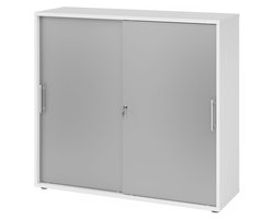 Schuifdeurkast - Wit/Zilver - 120 x 40 x 110 cm - Beta 1753S