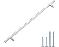 Schuifdeuronderdelen RVS Rond | 40cm | Incl. bevestigingsbouten | Zilver | Meubelhandvat | greep | Keukengreep | Hand Grepen | Deurgreep Staal | Metaal | Strak Meubelbeslag | schuifdeur | Handvat | Schuifdeurgreep | Roestvrij | Roestvast staal |