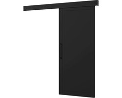 Schuifdeursysteem met rail, Schuifmechanisme, Moderne design, 90x204x8 cm - Schuifdeur CHARMS - Zwart