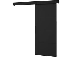 Schuifdeursysteem met rail, Schuifmechanisme, Moderne design, 96,5x205x8 cm - Schuifdeur TELIA - Zwart