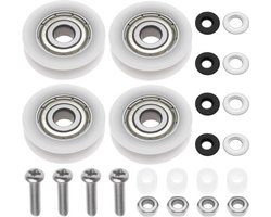 Schuifdeurwielen - Nylon - Vervangingsset - 21 mm - Set van 4 - Met schroeven en moeren - Geschikt voor broeikas - Douchedeurrollen - Glazen rollen - Rolsysteem
