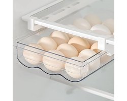Schuifladen eierhouder - eierdoosc - eierhouder - uittrekbare eieropbergdozen met glijrail en handvat - eiermand - eierrekje koelkast
